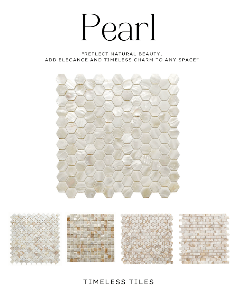 โมเสคเปลือกหอย TIMELESS TILES รุ่น PEARL SEASHELL MOSAIC 30 X 30 ซม. สีเบจ AMBER BEIGE ทรงพัด ผิวเงา_2